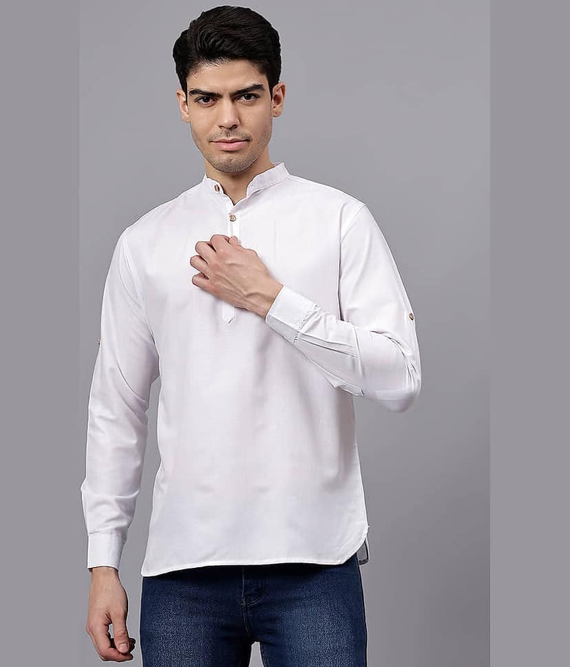 DiAsh White Cotton Blend Men's Regular Kurta ( Pack of 1 )
