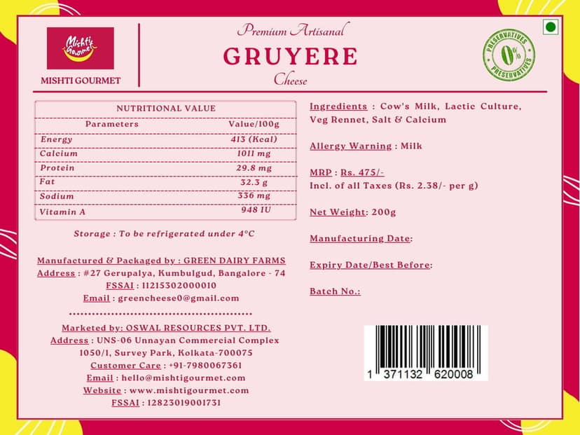 Mishti Gourmet Gruyère 200g view 5