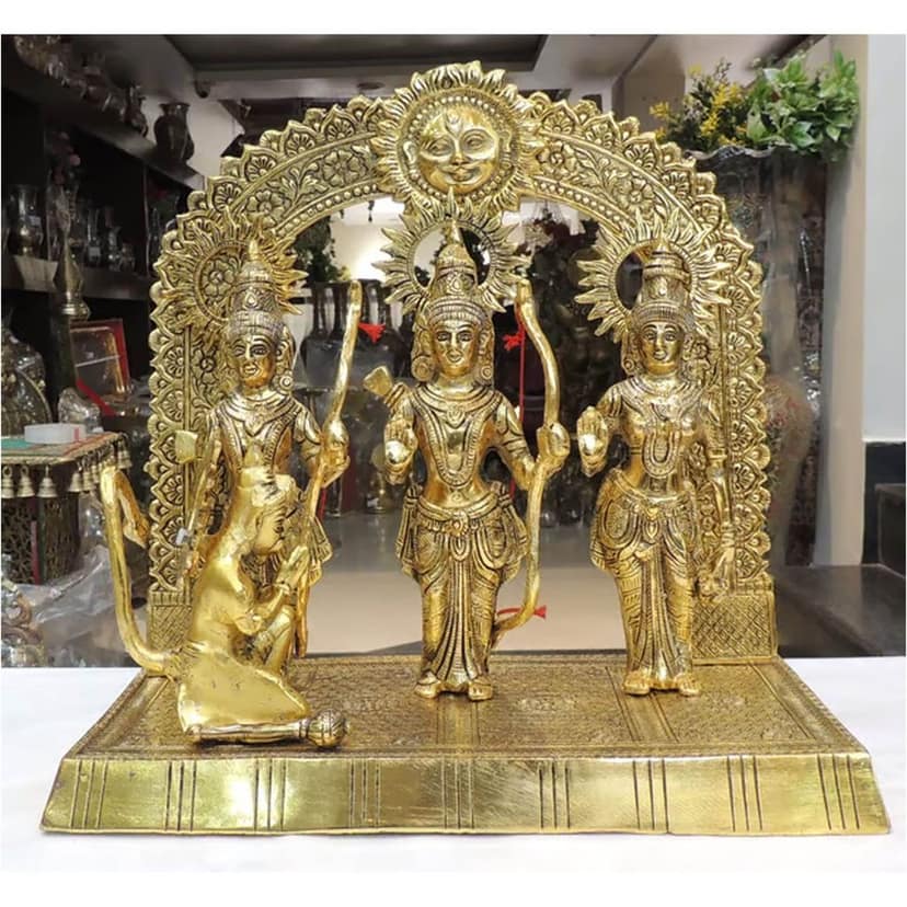 Aluminium Ram Darbar Showpiece for Worship | Ram Parivar God Idol, Height : 6 Inch (ASMAS484 G) view 2