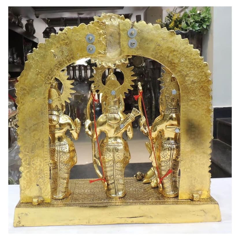 Aluminium Ram Darbar Showpiece for Worship | Ram Parivar God Idol, Height : 6 Inch (ASMAS484 G) view 3