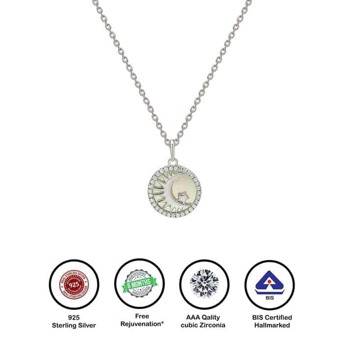 Silver Crescent Pendant with Chain view 6