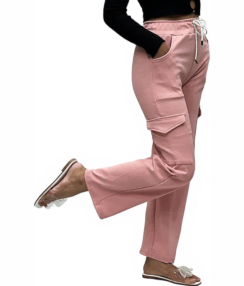 MULTIWA Pack of 1 Cotton Regular Women's Cargo Pants ( Pink ) view 2