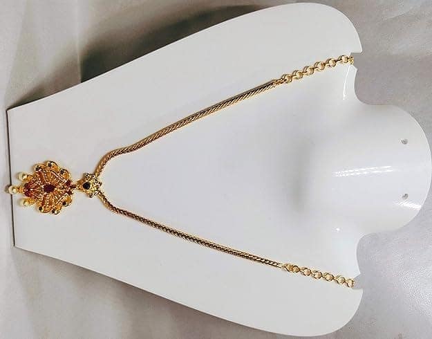 Yellow Gold Traditional Pendant Set with Ruby and Pearls for Women view 3