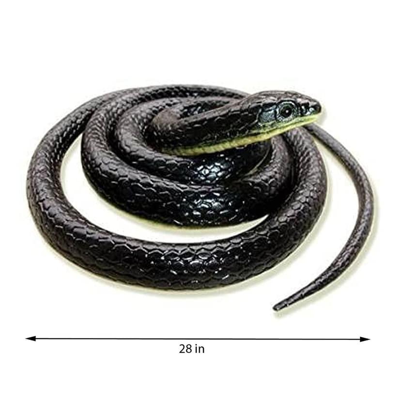 Salvus APP SOLUTIONS Rubber Snake Toy with Realistic Look for Playset, Pranks, Halloween Party Decoration, Garden Props (28 Inch_Black) view 2