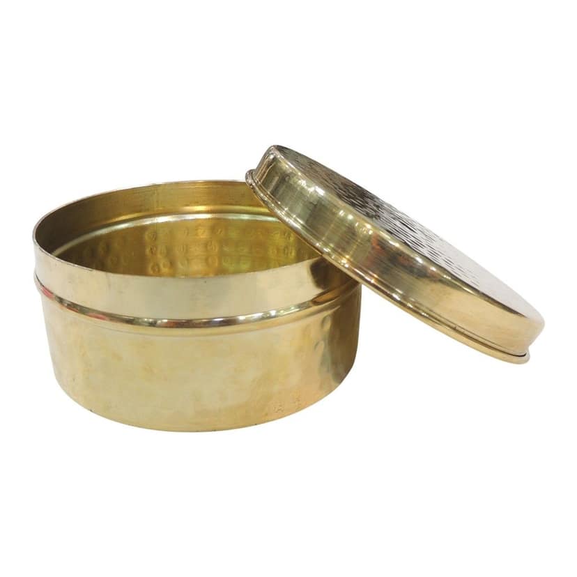 Brass Laddu Box | Traditional Sweet Storage Container, Height : 2 Inch (ZMAS645 B) view 2