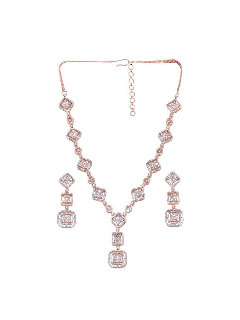 Minimal light weignt diamond necklace set earrings view 4