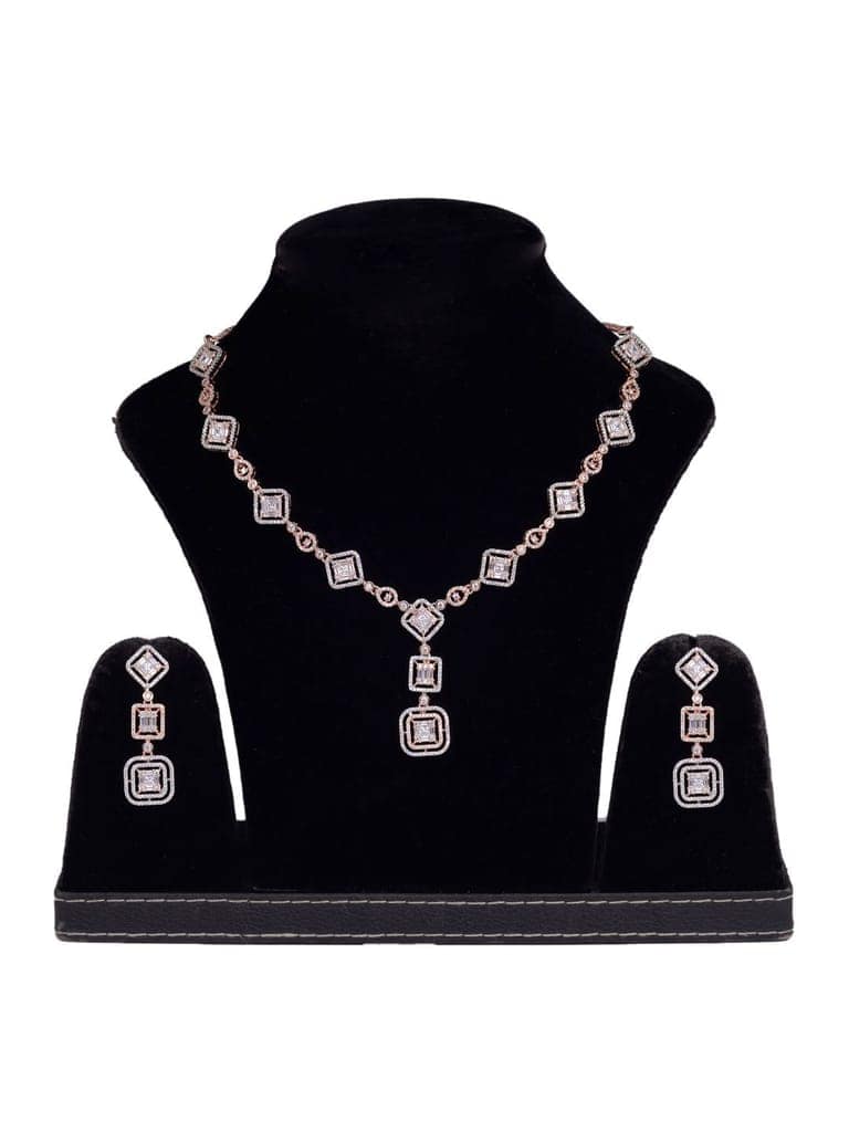 Minimal light weignt diamond necklace set earrings view 5
