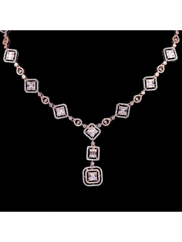 Minimal light weignt diamond necklace set earrings view 6