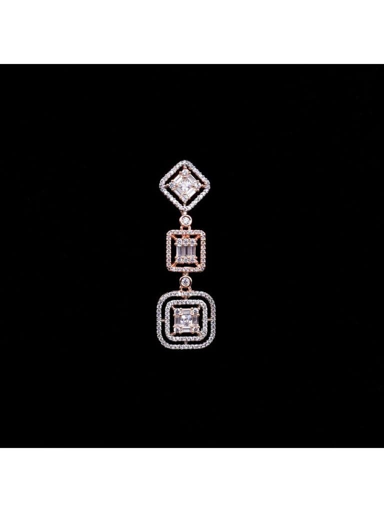 Minimal light weignt diamond necklace set earrings view 7