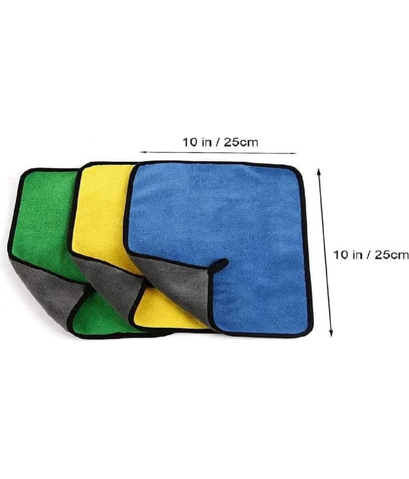 Penyan™ Heavy Microfiber Cloth for Car Cleaning and Detailing, Double Sided, Extra Thick Plush Microfiber Towel Lint-Free, 800 GSM, Size 25 x 25 cm, Multi color, pack of 6 view 2