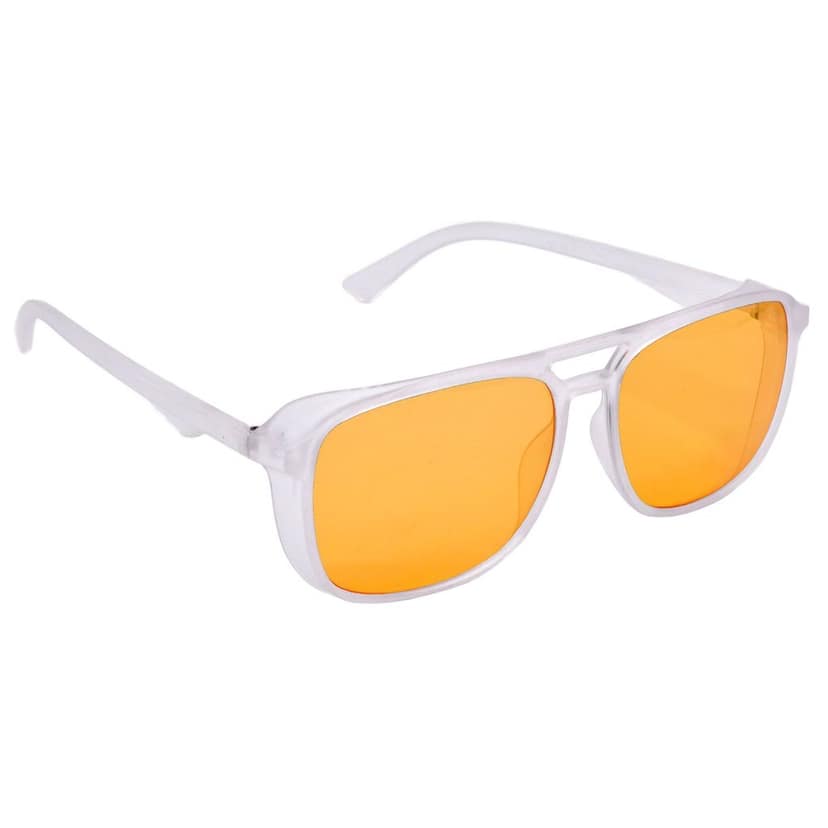 Hrinkar Orange Retro Square Cooling Glass White Frame Best Sunglasses for Men & Women - HRS543-ORNG