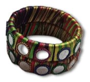 oxidized metal bangles with mirror work in multi-color