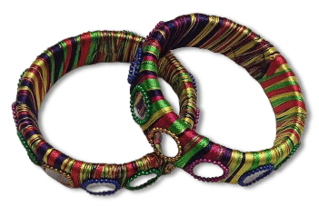 oxidized metal bangles with mirror work in multi-color view 4