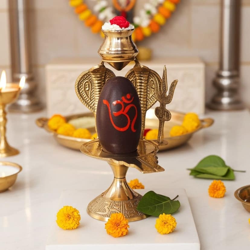 Brass Navdev Shivling ? Size 4 Navgrah Lingam, 5, Height : 5.8 Inch (ZMAS464 E)