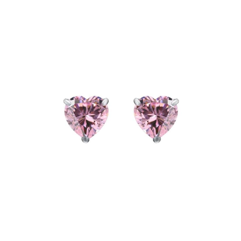 Dazzling Cubic Zirconia Pink Heart Stud Earrings for Women,Teen Girls & Kids Romantic Heart-Shaped Diamond Like Stud Earrings Pair of 1 view 6