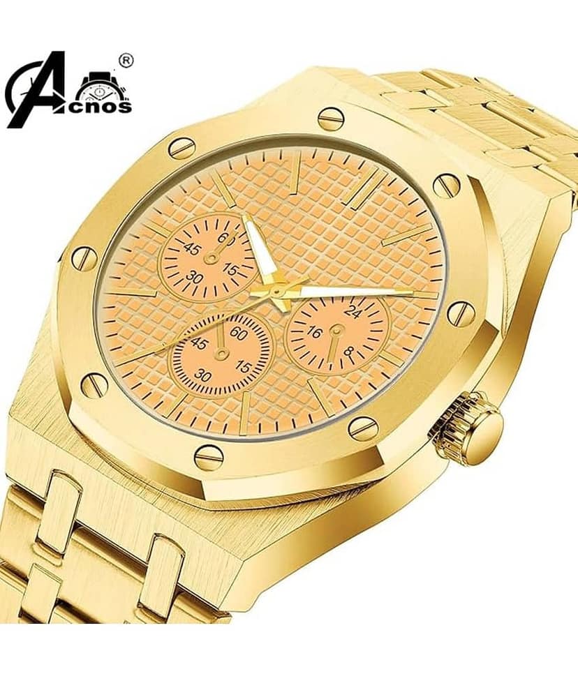acnos Gold Stainless Steel Analog Men's Watch