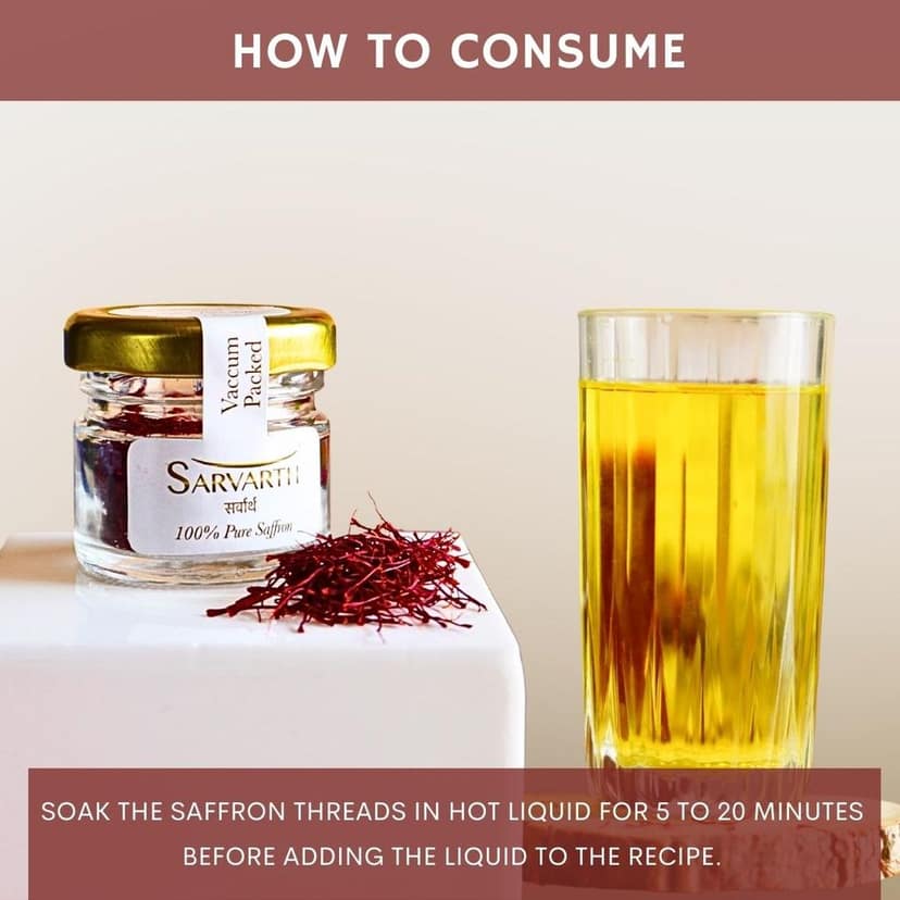 SARVARTH Finest A++ Grade 100% Pure Original Saffron/Kesar for Food/Cuisine Skin Care and Improved Health | Kesar for Pooja & Gifting | Saffron with Glass Bottle (1 gram) view 7