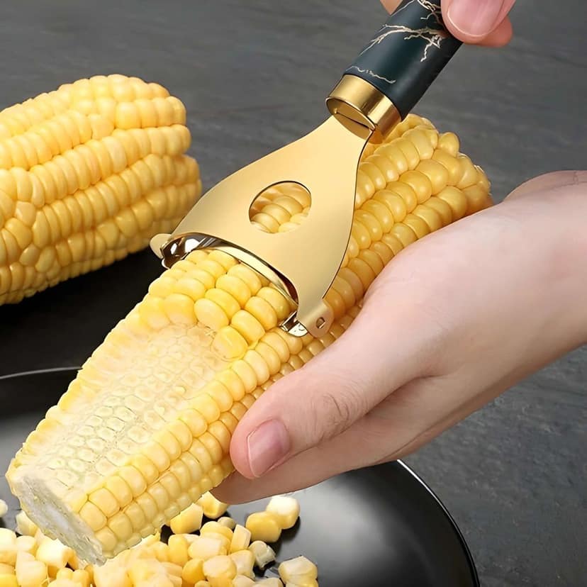 Premium Stainless Steel Corn Stripper Tool | Manual Corn Kernel Remover | Sweet Corn Cutter Peeler | Ergonomic Kitchen Corn Cob Kernel Separator (Original)