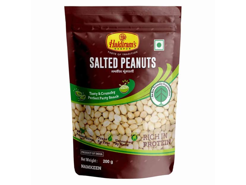 Haldiram's Salted Peanuts Namkeen - 200 gm - Pack of 10