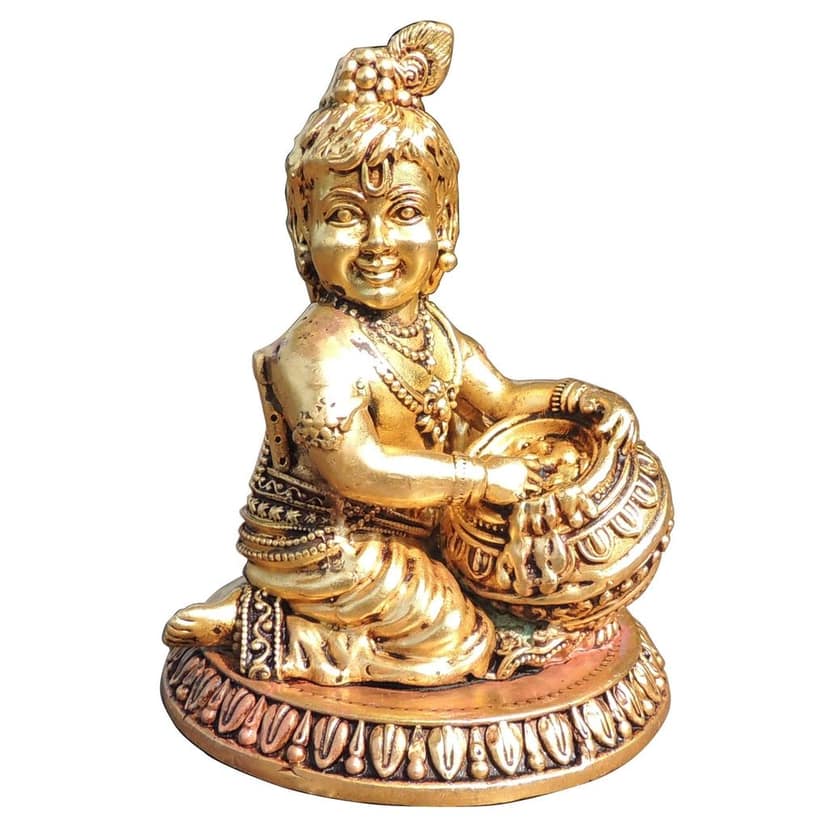 Brass Showpiece Makhan Krishna God Idol Statue (BSMAS1737 H) view 2