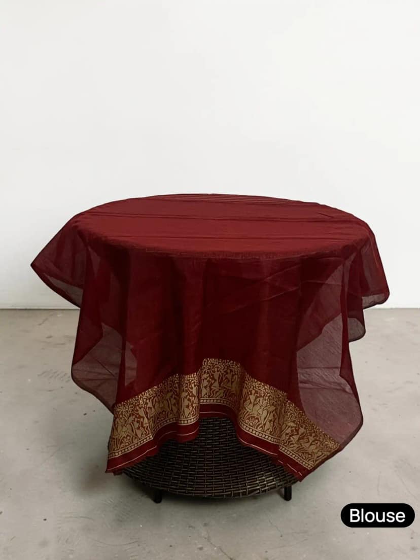 Handwoven Sambalpuri Pure Cotton Saree with Natural Dyes — Maroon view 4