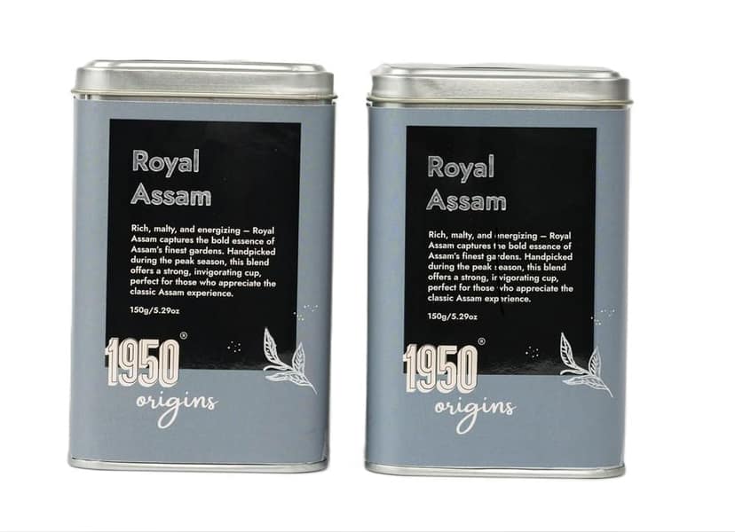 1950 Origins Combo Pack of 2 x 150 gm-Royal Assam | Premium Black Tea | Kadak Chai | 100% Natural Loose Leaf Tea| Pure Assam CTC Tea Leaves| Rich, Strong & Fresh| Tin Caddy