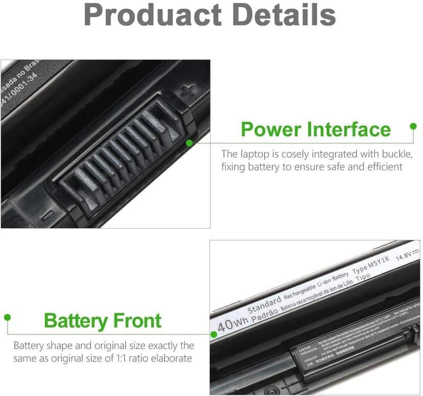 Laptop Battery Dell Inspiron 3451, 3458, 3551, 5558, 5758, Vostro 3458, 3558- Compatible view 3