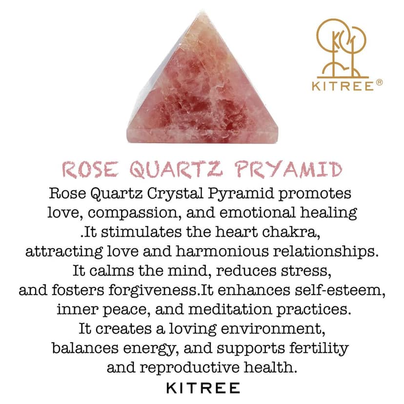 KITREE Natural Rose Quartz Crystal Pyramid for FENG Shui and Crystal Healing (Pink) view 3