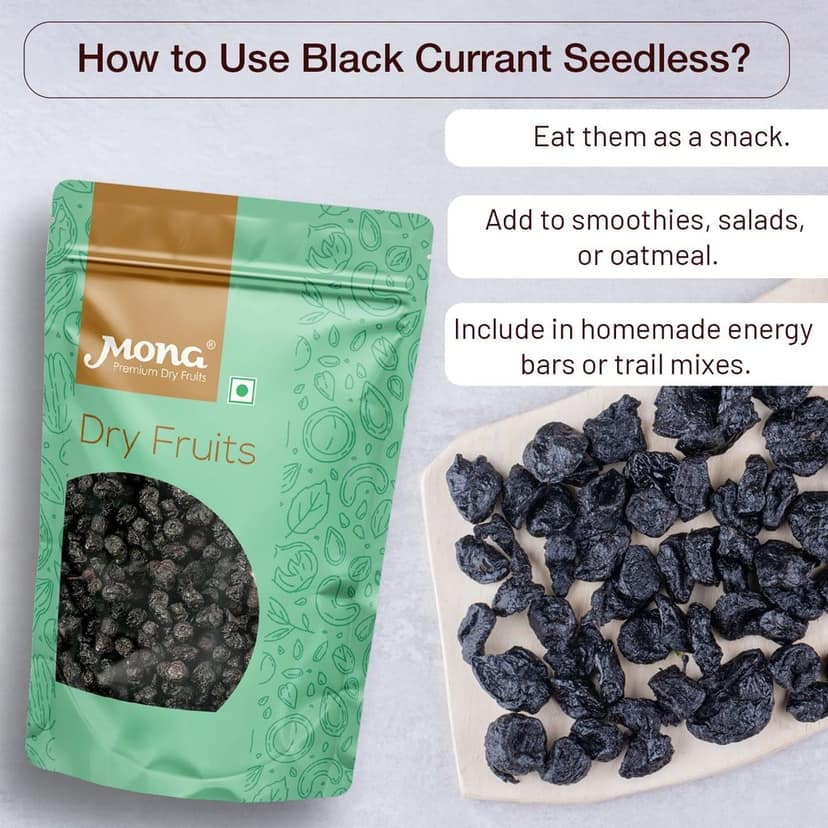 Mona Dryfruits Premium Black Currants 250 gm Nutrient-Rich Black Raisins Seedless Gluten-Free Kali Kishmish with No Added Preservative Perfect for Healthy Snacking view 4