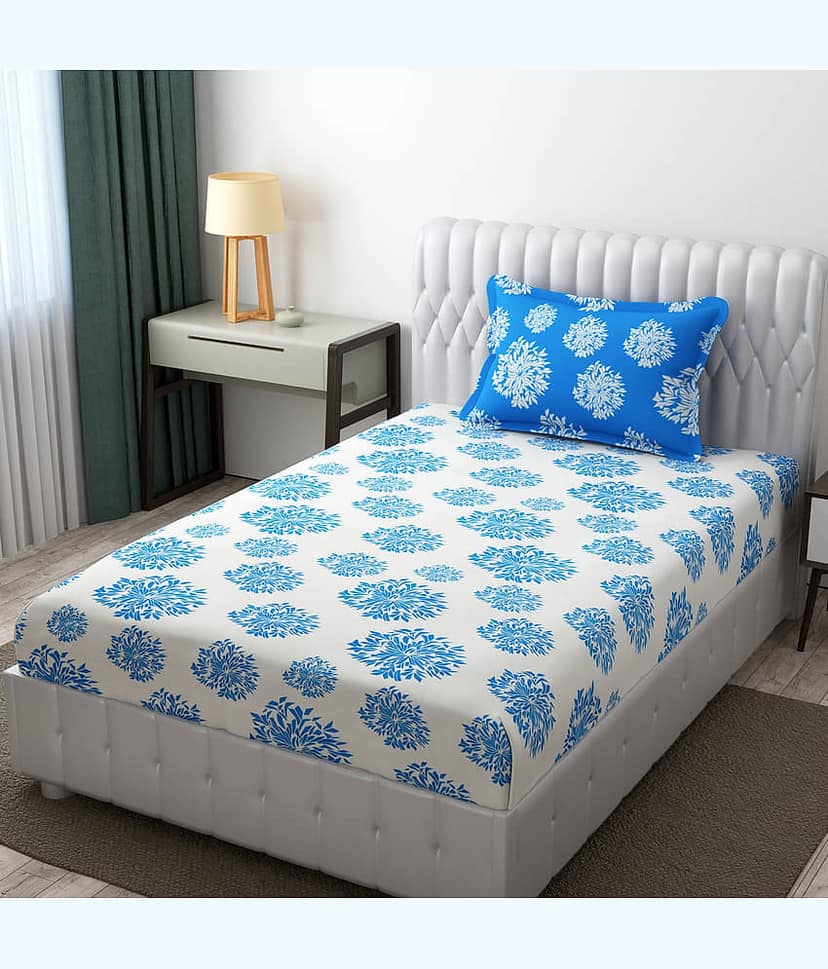 HIDECOR Microfiber 1 Single Bedsheet with 1 Pillow Cover ( Light Blue )