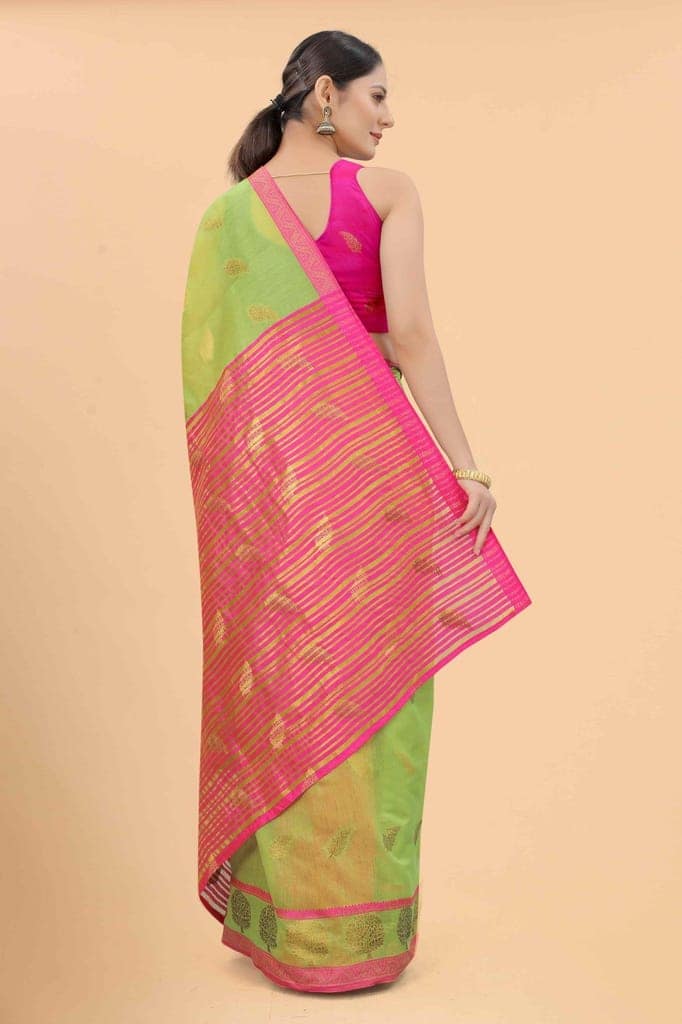 Women's Pure Cotton Woven Saree With Unstiched Blouse Piece view 2