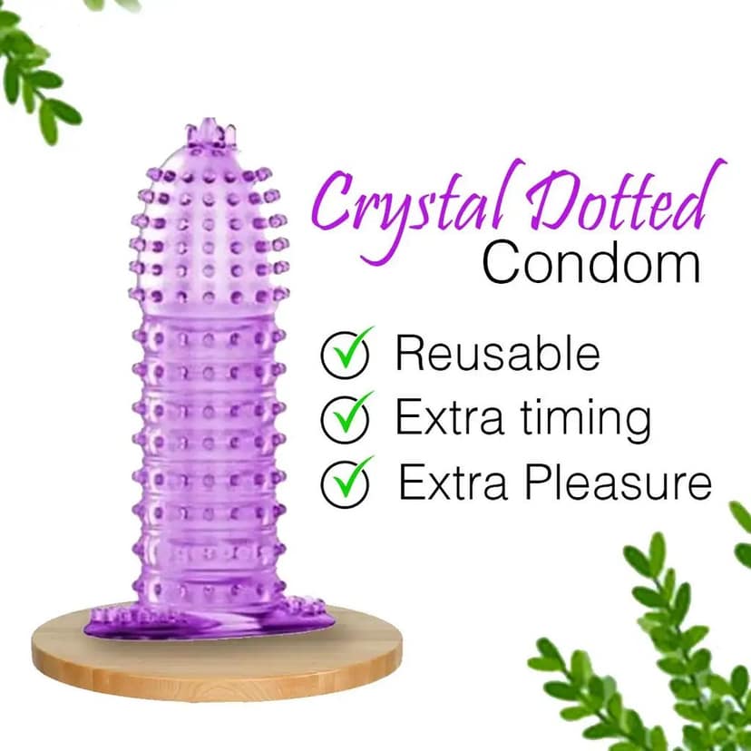 Nediozett Crystal Condom Chocolate Flavor For Long Last Action Silicone Reusable Condom Extra Dotted 5 inch with Carry Pouch (Pack of 1) view 4