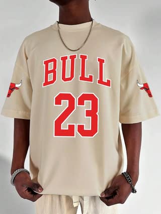 SCOTT FINCHER Men's Chicago Bulls Jersey Style T-Shirt : AA(ARN)CREAM_79