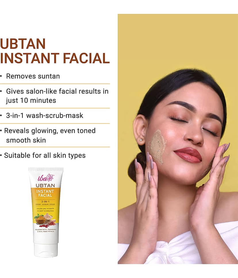 Iba Ubtan Instant Facial 3 IN 1 Wash, Scrub & Mask, 100g For All Skin Type, (Pack of 1) view 2
