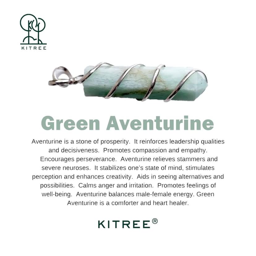 KITREE NATURAL GREEN AVENTURINE CRYSTAL PENCIL PENDENT WITH CHAIN FOR UNISEX 5 CM APPROX. (COLOR LIGHT GREEN) view 3