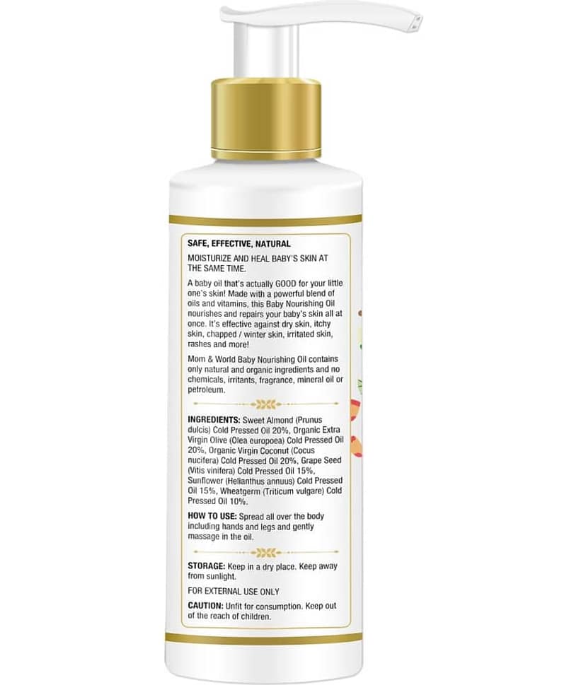 Mom & World Baby Nourishing Oil For Baby Massage - 200ml (With 100% Pure Oils) - No Mineral Oil view 2