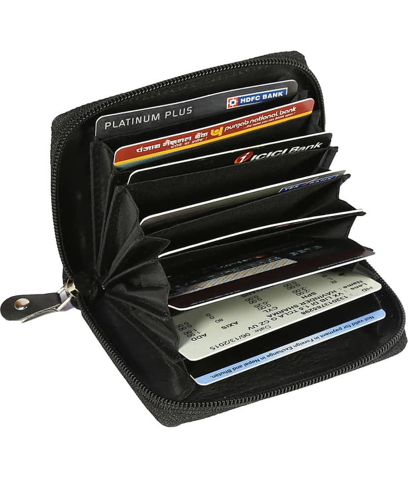 Style98 Leather Black ATM, Visiting Card, Credit Card Holder, Pan Card/ID Card Holder, Genuine Accessory for Men and Women