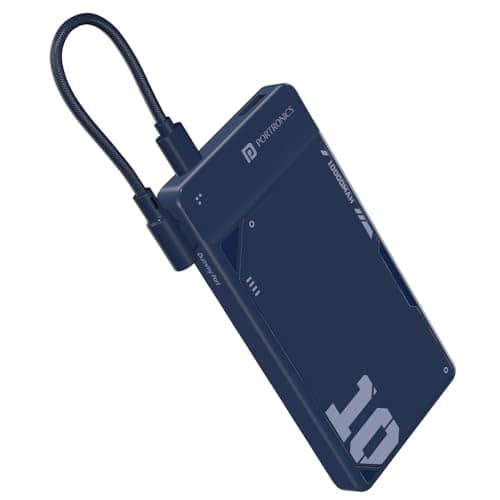 Portronics Luxcell Uno 10K 10000 mAh 22.5W Fast Charging Power Bank with Detachable Type C Cable, Ultra Slim Power Bank with Mach USB-A Output, Type C PD Output, Type C Input, Wake Up Button(Blue) Portronics Luxcell Uno 10K 10000 mAh 22.5W Fast Charging view 2
