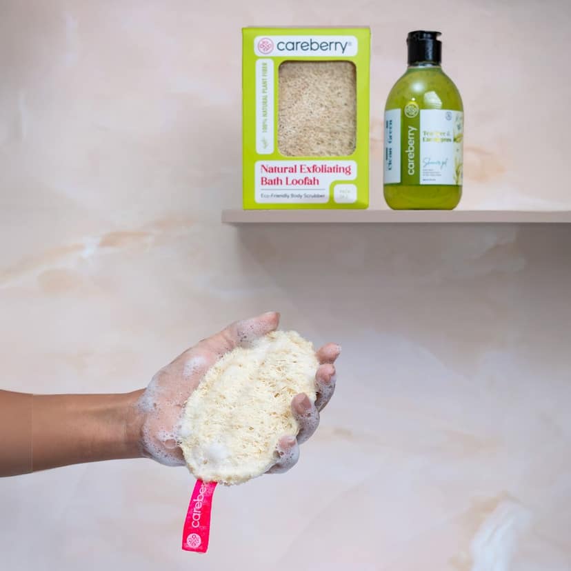 Careberry Eco Friendly Organic Loofah Gentle Exfoliator Sun Dried Luffa, Ideal Daily Body Wash Scrub Pack of 2 view 4