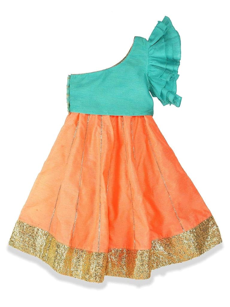 Printed Lehenga Choli for Girls kids - Blue and Peach view 2