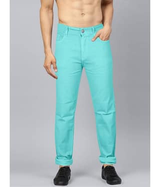 JB JUST BLACK Regular Fit Cuffed Hem Men's Jeans - Turquoise Blue ( Pack of 1 )