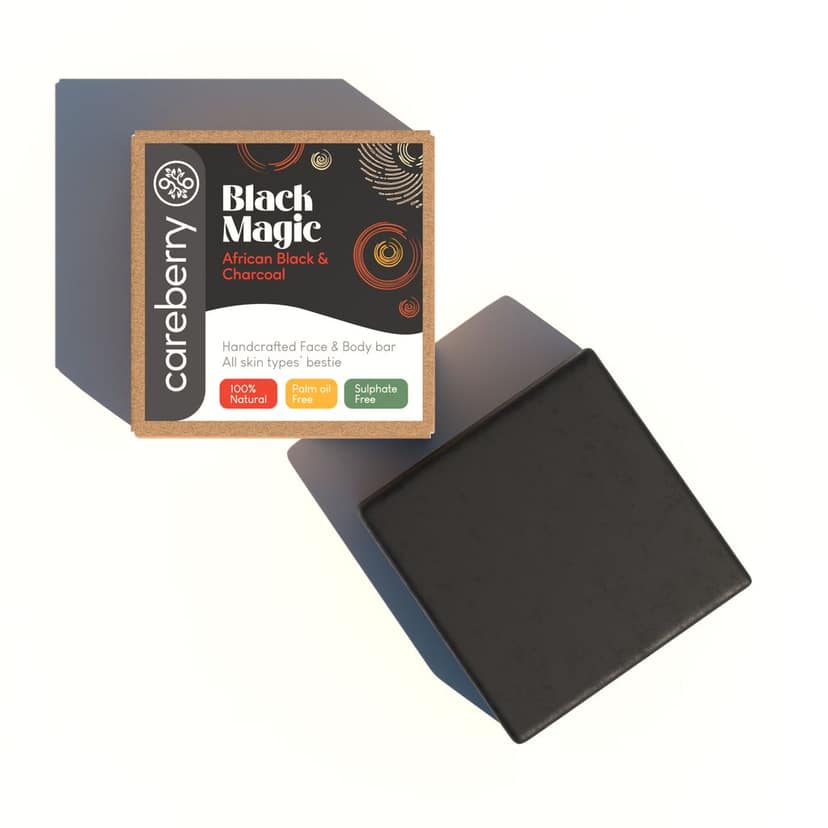 Careberry's Black Magic African Black & Charcoal HandCrafted Bar | Pure Enchantment | Deep Cleansing 100GM view 2