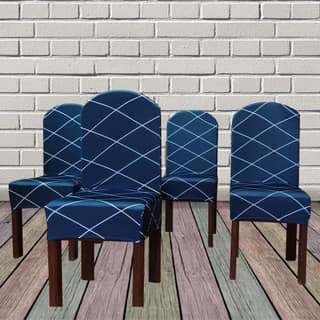 PENTHOOM Elastic Dining Chair Covers,Removable Washable and high Elasticity Premium Fabric Seat Slipcover - Classic Diamond Pattern