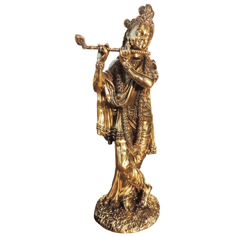 Brass Krishna Ji Idol Statue ? Premium Handcrafted Brass Showpiece, Height : 10 Inch (BSMAS1806 G) view 2