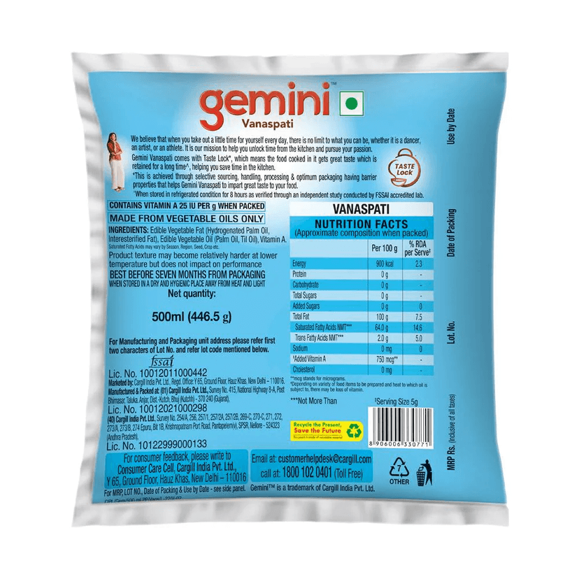 GEMINI VANASPATI 500 ML POUCH view 2