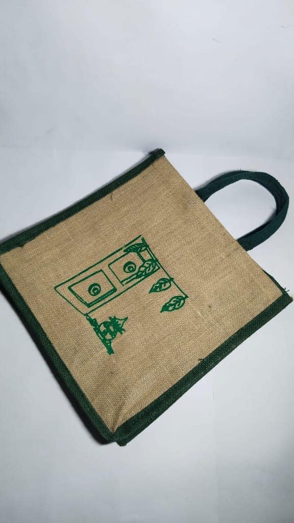 Eco-Friendly Jute Tote Bag with Unique Hand-Embroidered Design view 2