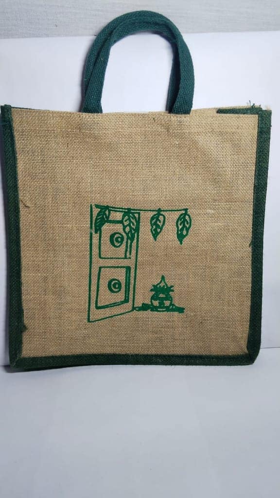 Eco-Friendly Jute Tote Bag with Unique Hand-Embroidered Design view 5