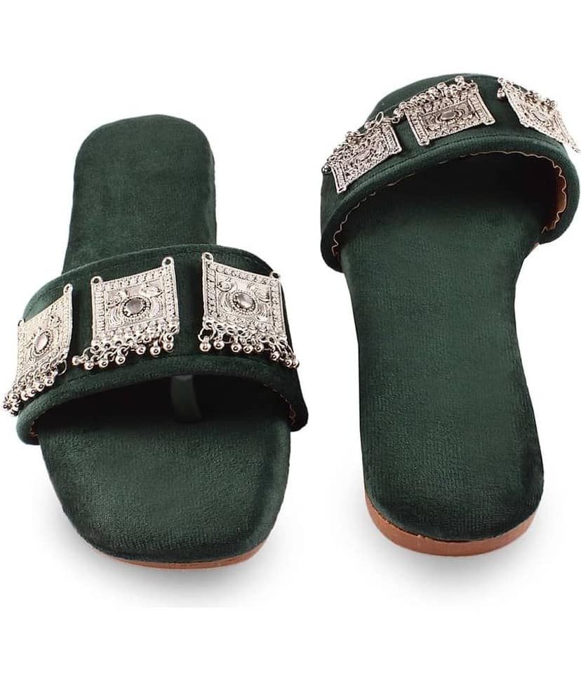 Apratim - Green Women's Flats view 2