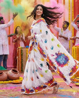Linen Digital Print Holi Special Saree