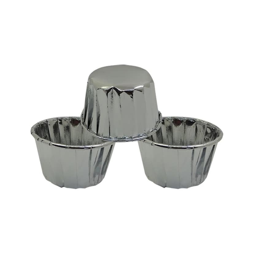 Plumpy Cake Mould, Direct Bake & Serve For Muffins & Cakes, Silver, Pack of 100